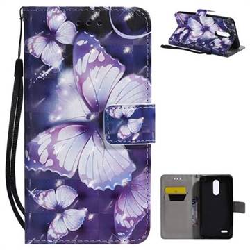 Violet butterfly 3D Painted Leather Wallet Case for LG K10 (2018)