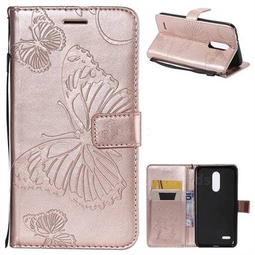 Embossing 3D Butterfly Leather Wallet Case for LG K10 (2018) - Rose Gold