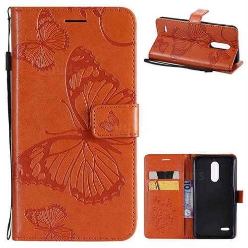 Embossing 3D Butterfly Leather Wallet Case for LG K10 (2018) - Orange
