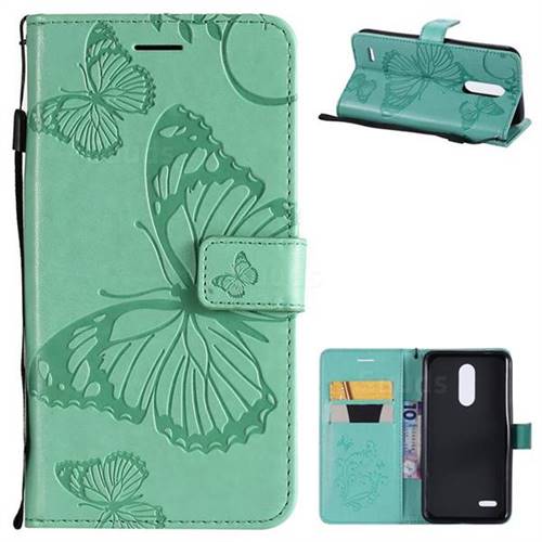 Embossing 3D Butterfly Leather Wallet Case for LG K10 (2018) - Green