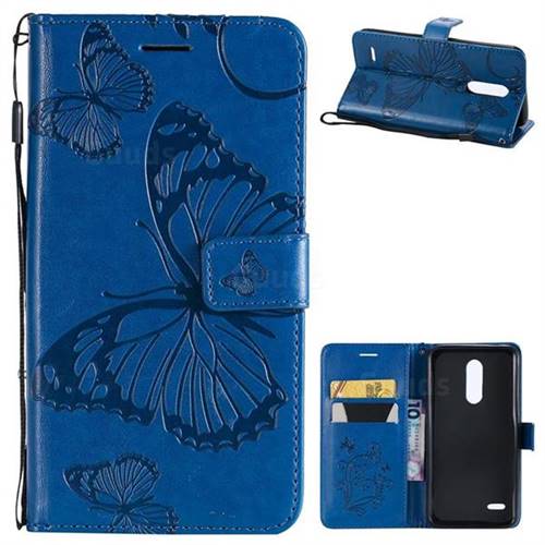 Embossing 3D Butterfly Leather Wallet Case for LG K10 (2018) - Blue