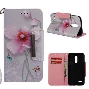 Pearl Flower Big Metal Buckle PU Leather Wallet Phone Case for LG K10 (2018)