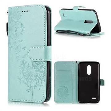 Intricate Embossing Dandelion Butterfly Leather Wallet Case for LG K10 (2018) - Green