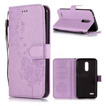 Intricate Embossing Dandelion Butterfly Leather Wallet Case for LG K10 (2018) - Purple