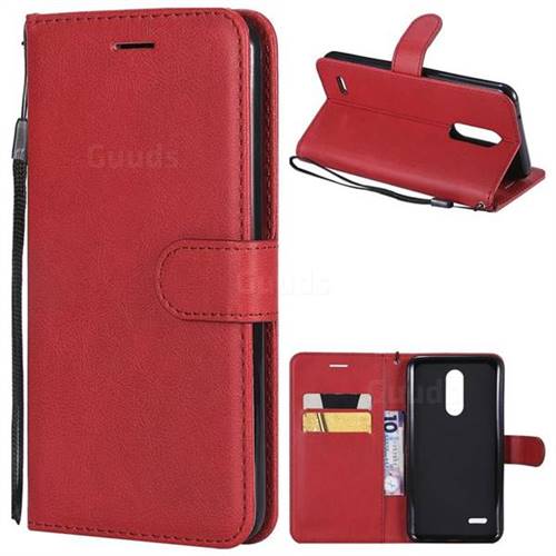Retro Greek Classic Smooth PU Leather Wallet Phone Case for LG K10 (2018) - Red