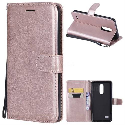 Retro Greek Classic Smooth PU Leather Wallet Phone Case for LG K10 (2018) - Rose Gold