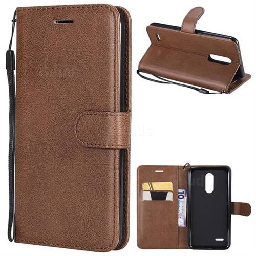 Retro Greek Classic Smooth PU Leather Wallet Phone Case for LG K10 (2018) - Brown