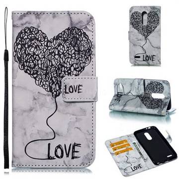 Marble Heart PU Leather Wallet Phone Case for LG K10 (2018) - Black