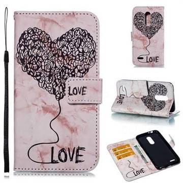 Marble Heart PU Leather Wallet Phone Case for LG K10 (2018) - Purple