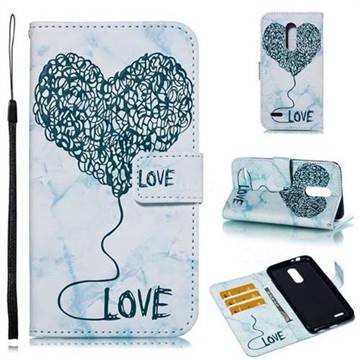 Marble Heart PU Leather Wallet Phone Case for LG K10 (2018) - Blue