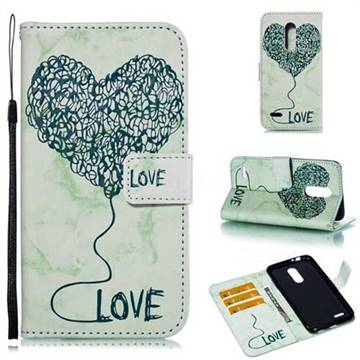 Marble Heart PU Leather Wallet Phone Case for LG K10 (2018) - Green