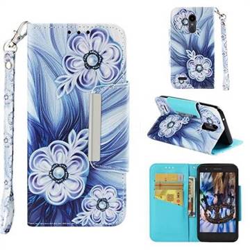 Button Flower Big Metal Buckle PU Leather Wallet Phone Case for LG K10 (2018)