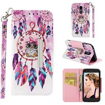Owl Wind Chimes Big Metal Buckle PU Leather Wallet Phone Case for LG K10 (2018)