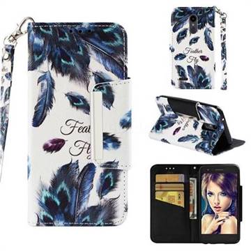 Peacock Feather Big Metal Buckle PU Leather Wallet Phone Case for LG K10 (2018)