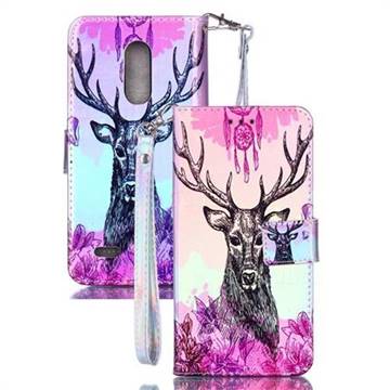 Deer Head Blue Ray Light PU Leather Wallet Case for LG K10 (2018)