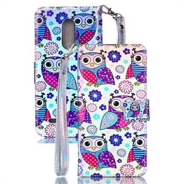 Happy Owl Blue Ray Light PU Leather Wallet Case for LG K10 (2018)