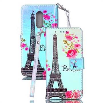 Eiffel Tower Blue Ray Light PU Leather Wallet Case for LG K10 (2018)