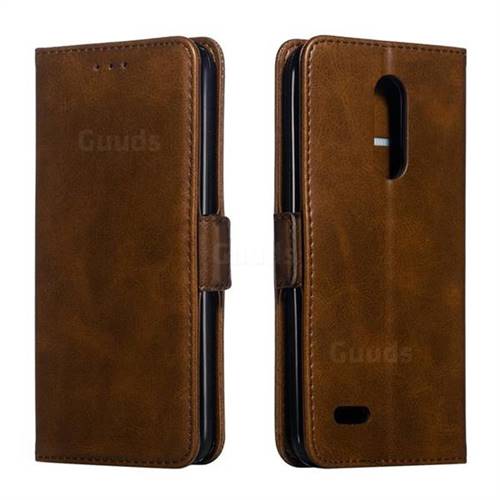 Retro Classic Calf Pattern Leather Wallet Phone Case for LG K10 (2018) - Brown
