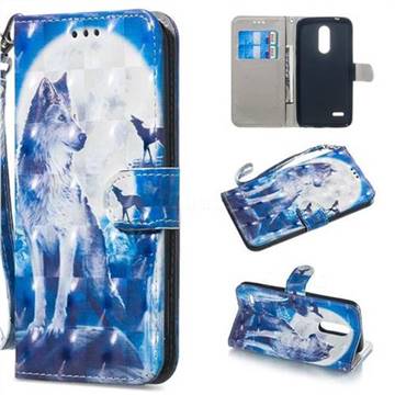 Ice Wolf 3D Painted Leather Wallet Phone Case for LG K10 (2018)