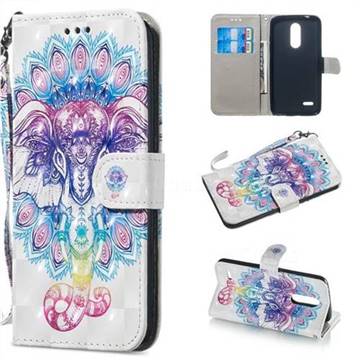 Colorful Elephant 3D Painted Leather Wallet Phone Case for LG K10 (2018)