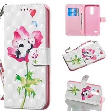 Flower Panda 3D Painted Leather Wallet Phone Case for LG K10 (2018)