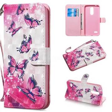 Pink Butterfly 3D Painted Leather Wallet Phone Case for LG K10 (2018)