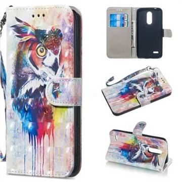 Watercolor Owl 3D Painted Leather Wallet Phone Case for LG K10 (2018)