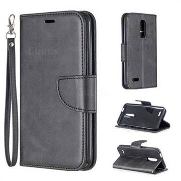 Classic Sheepskin PU Leather Phone Wallet Case for LG K10 (2018) - Black