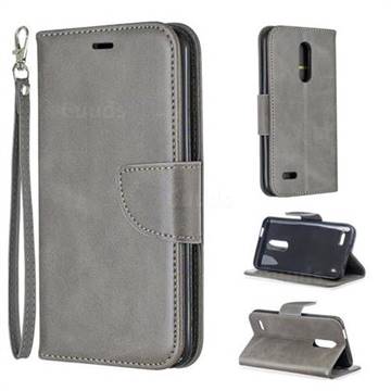 Classic Sheepskin PU Leather Phone Wallet Case for LG K10 (2018) - Gray