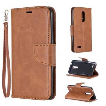 Classic Sheepskin PU Leather Phone Wallet Case for LG K10 (2018) - Brown