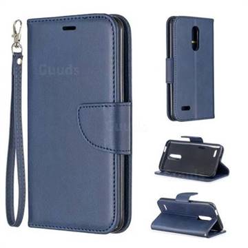 Classic Sheepskin PU Leather Phone Wallet Case for LG K10 (2018) - Blue
