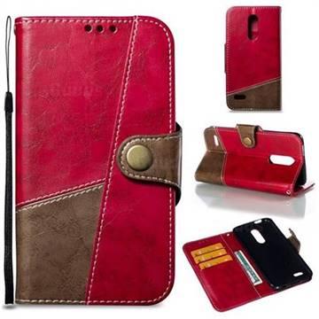 Retro Magnetic Stitching Wallet Flip Cover for LG K10 (2018) - Rose Red