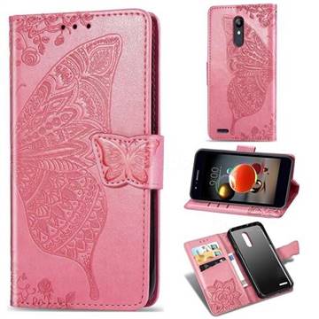 Embossing Mandala Flower Butterfly Leather Wallet Case for LG K10 (2018) - Pink
