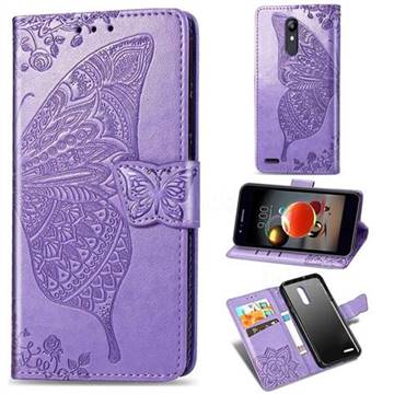 Embossing Mandala Flower Butterfly Leather Wallet Case for LG K10 (2018) - Light Purple