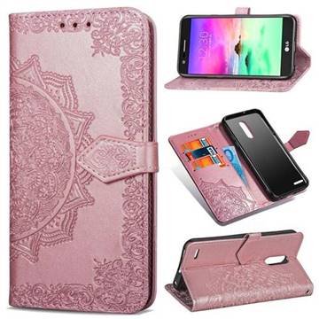 Embossing Imprint Mandala Flower Leather Wallet Case for LG K10 (2018) - Rose Gold