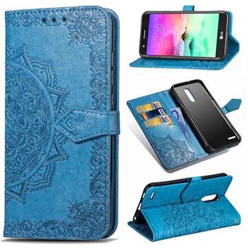 Embossing Imprint Mandala Flower Leather Wallet Case for LG K10 (2018) - Blue