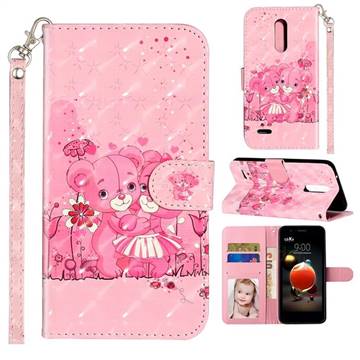 Pink Bear 3D Leather Phone Holster Wallet Case for LG K10 (2018)