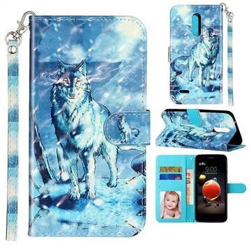 Snow Wolf 3D Leather Phone Holster Wallet Case for LG K10 (2018)
