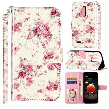 Rambler Rose Flower 3D Leather Phone Holster Wallet Case for LG K10 (2018)