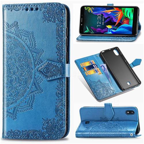 Embossing Imprint Mandala Flower Leather Wallet Case for LG K20 (2019) - Blue