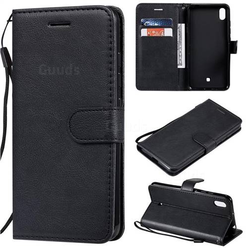 Retro Greek Classic Smooth PU Leather Wallet Phone Case for LG K20 (2019) - Black