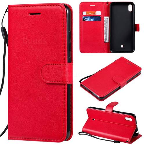 Retro Greek Classic Smooth PU Leather Wallet Phone Case for LG K20 (2019) - Red