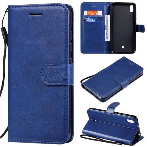 Retro Greek Classic Smooth PU Leather Wallet Phone Case for LG K20 (2019) - Blue