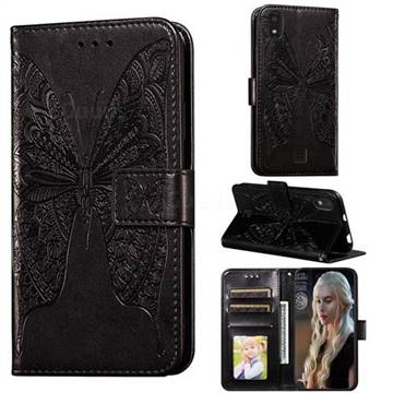 Intricate Embossing Vivid Butterfly Leather Wallet Case for LG K20 (2019) - Black