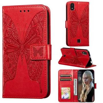 Intricate Embossing Vivid Butterfly Leather Wallet Case for LG K20 (2019) - Red
