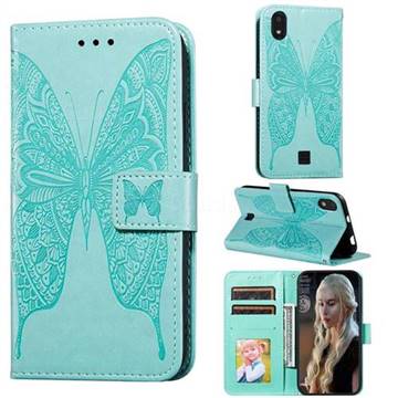 Intricate Embossing Vivid Butterfly Leather Wallet Case for LG K20 (2019) - Green
