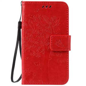 Embossing Butterfly Tree Leather Wallet Case for LG K3 - Red