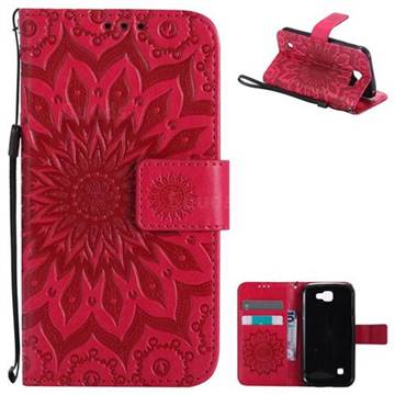 Embossing Sunflower Leather Wallet Case for LG K3 - Red