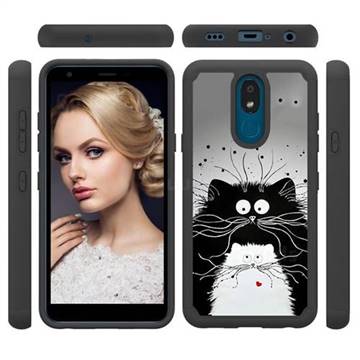 Black and White Cat Shock Absorbing Hybrid Defender Rugged Phone Case Cover for LG K30 (2019) 5.45 inch