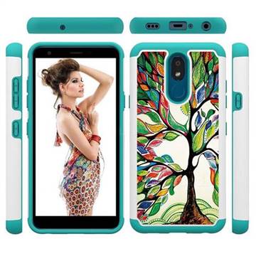 Multicolored Tree Shock Absorbing Hybrid Defender Rugged Phone Case Cover for LG K30 (2019) 5.45 inch